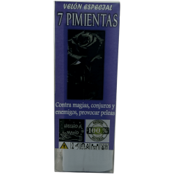 Velón Especial 7 Pimientas - Velón Esotérico 14x6cm - Contra magias, conjuros, enemigos, provocar peleas...