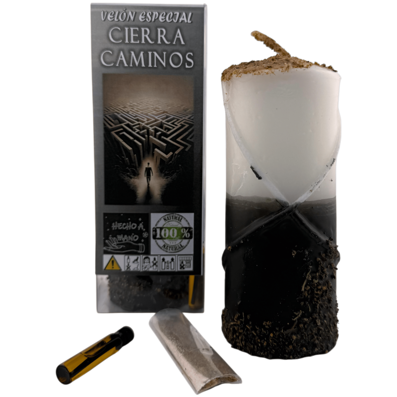 Special Candle for Closing Paths 14x6cm - Includes Ritual, Oil and Powders-Special Esoteric Candles-HOSTENATURA