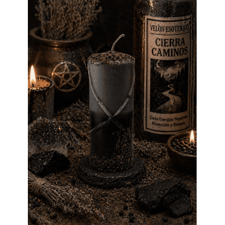 Vela especial para fechar caminhos 14x6cm - Inclui ritual, óleo e pós