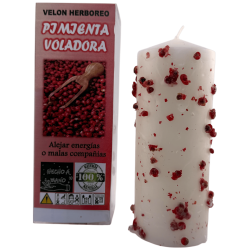 Candela alle erbe al peperoncino volante - Candela esoterica 14x6cm - Allontana le energie negative o le cattive compagnie