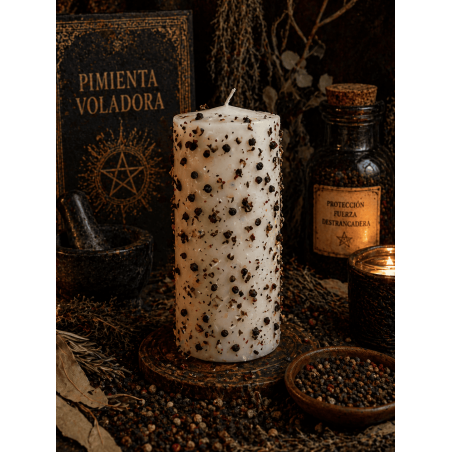 Flying Pepper Herbal Candle - Esoteric Candle 14x6cm - Ward off negative energies or bad company