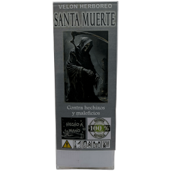 Vela de Ervas Santa Muerte - Vela Esotérica 14x6cm - Contra feitiços e maldições