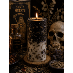Vela de Ervas Santa Muerte - Vela Esotérica 14x6cm - Contra feitiços e maldições