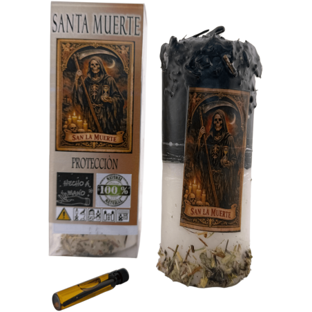 Candela speciale per Santa Morte - Candela esoterica 14x6cm con olio e rituale inclusi - Protezione