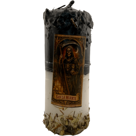 Vela de Oferenda Especial para Santa Morte - Vela Esotérica 14x6cm Inclui Óleo e Ritual - Proteção