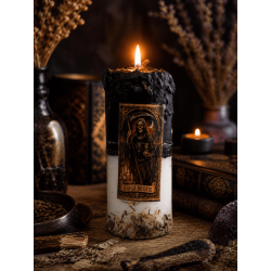Lumânare cu Ofertă Specială pentru Moartea Sfântă - Lumânare Ezoterică 14x6cm Include Ulei și Ritual - Protecție