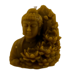 Honing Boeddha kaars met lotusbloem 8x7cm.
