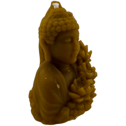 Świeca Budda Miodowa z Kwiatem Lotosu 8x7cm.