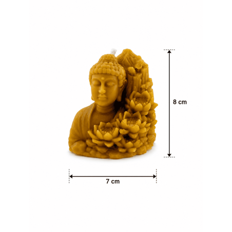 Bougie Bouddha au miel avec fleur de lotus 8x7cm.