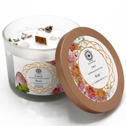 Soy Candle Rose And Gemstone Rose Quartz - Love