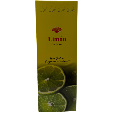 Incenso al limone SAC - Confezione da 6 pacchetti esagonali da 20 bastoncini ciascuno, per un totale di 120 bastoncini di incens