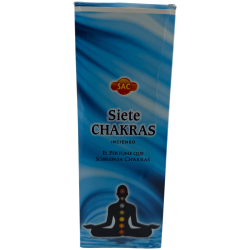 SAC Seven Chakras Wierook - Doos met 6 zeshoekige verpakkingen van elk 20 stokjes, 120 wierookstokjes in totaal.