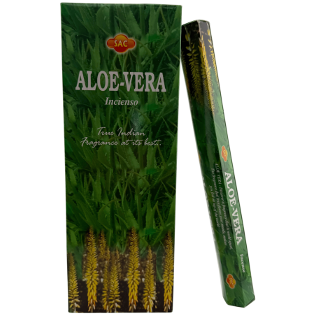 Incienso SAC Aloe Vera - Caja de 6 paquetes hexagonales de 20 barritas 120 barritas de incienso