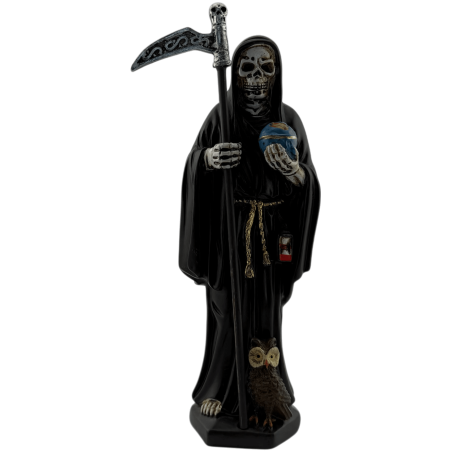Black Santa Muerte Resin Figure 15cm.