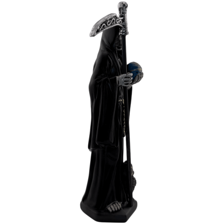 Schwarze Santa Muerte Harzfigur 15 cm.