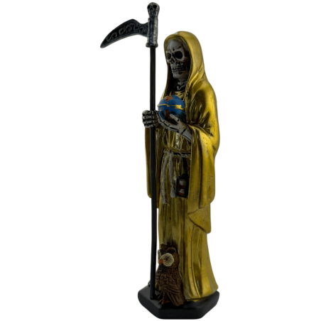 Figura in resina dorata di Santa Muerte 15 cm.