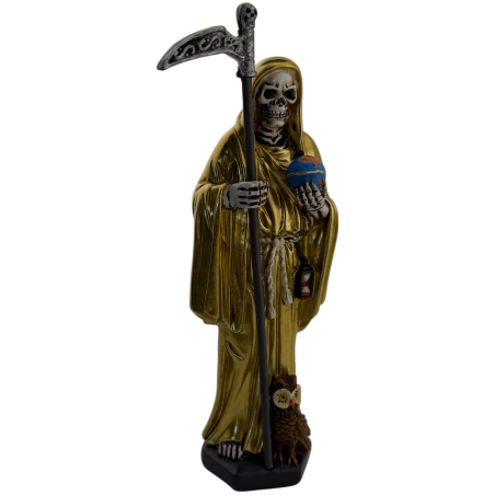 Figura de resina dourada Santa Muerte 15cm.