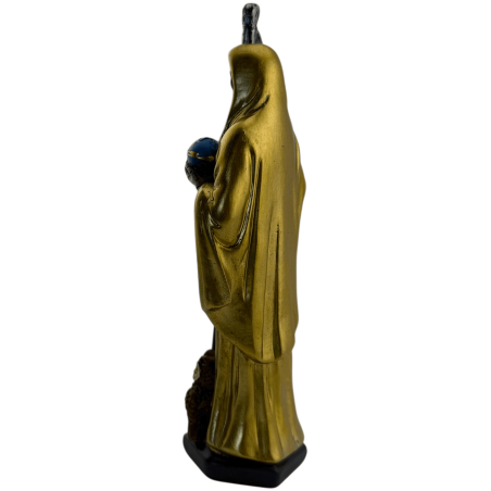 Gouden Santa Muerte harsfiguur 15 cm.