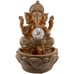 Fontana d'acqua Ganesha in resina con luce 18x18x29