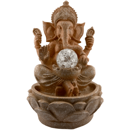Fontaine à eau Ganesha en résine avec lumière 18x18x29