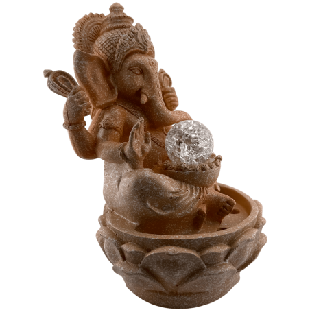 Fontaine à eau Ganesha en résine avec lumière 18x18x29