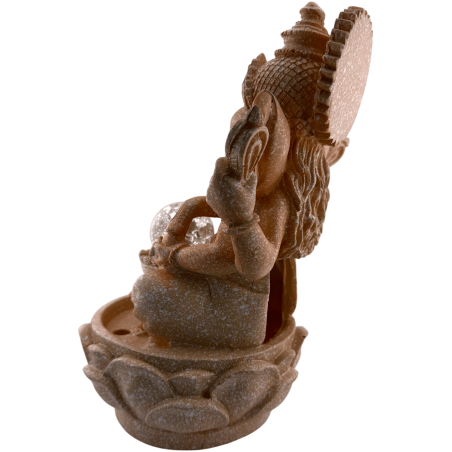 Fontaine à eau Ganesha en résine avec lumière 18x18x29