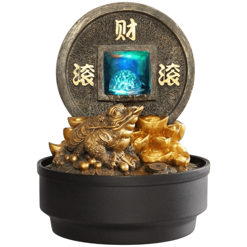 Fontaine d'eau Feng Shui en résine avec lumière 21x21x30cm-FONTAINES D'EAU INTÉRIEURES-HOSTENATURA