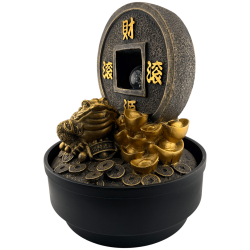 Fontaine d'eau Feng Shui en résine avec lumière 21x21x30cm