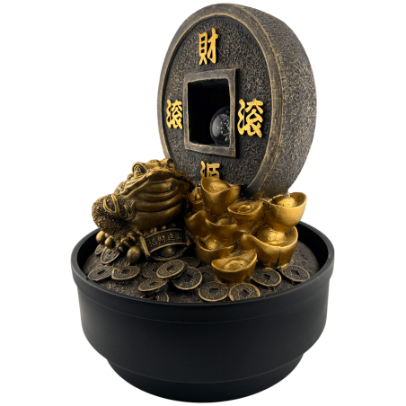 Fontaine d'eau Feng Shui en résine avec lumière 21x21x30cm