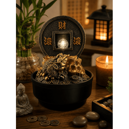 Feng Shui Harzbrunnen mit Beleuchtung, 21 x 21 x 30 cm
