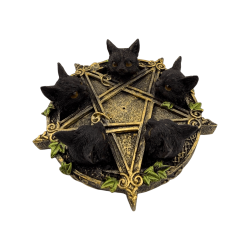 Pentagram Incense Holder with Black Cats 13x12.6x3.7cm