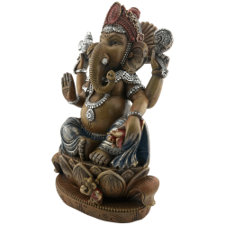 Estatueta de Ganesha em resina, 17x13x27cm