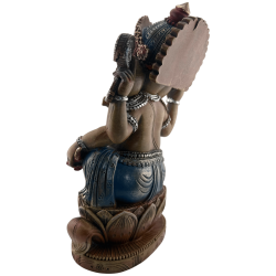 Estatueta de Ganesha em resina, 17x13x27cm