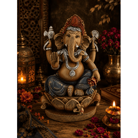 Figura Ganesha Resina 17x13x27cm