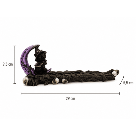 Suport de tămâie vrăjitoare pisică neagră 29x5.5x9.5cm