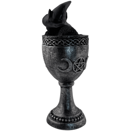 Cupă Pisică Neagră Wicca Pălărie Mov Rășină 6.5x6x15.7cm