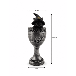 Svart Kattkopp Wicca Lila Hatt Harts 6,5x6x15,7cm