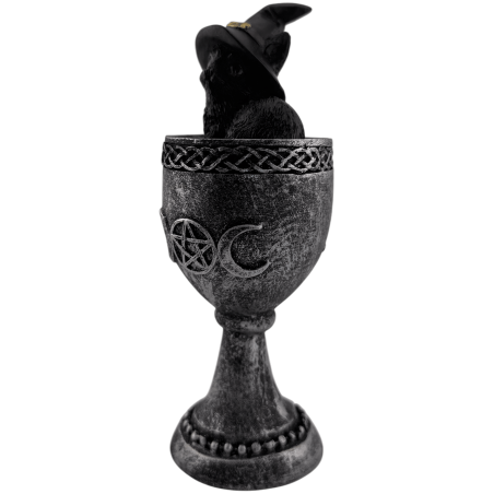 Cupă Wicca din rășină cu pisică neagră 6,5x6x15,7cm