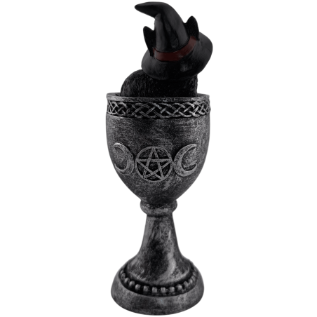Copa Gato Negro Wicca Resina 6,5x6x15,7cm
