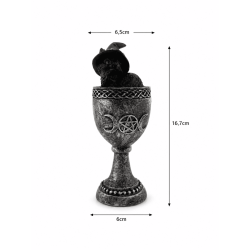 Copa Gato Negro Wicca Resina 6,5x6x15,7cm