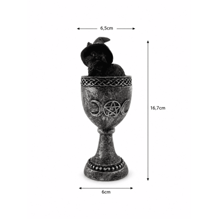 Cupă Wicca din rășină cu pisică neagră 6,5x6x15,7cm
