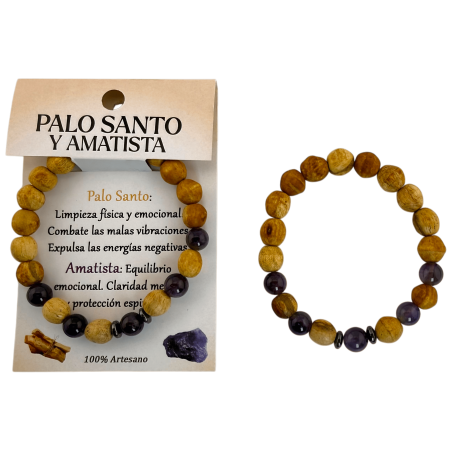 Pulsera Palo Santo y Amatista - Protección, Calma, Limpieza y Elevación