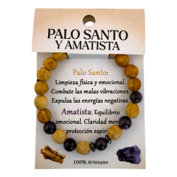 Bransoletka z Palo Santo i Ametystem – Ochrona, Spokój, Oczyszczenie i Podniesienie na duchu