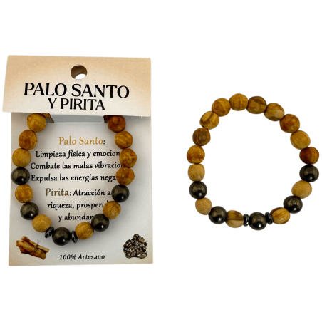 Palo Santo and Pyrite Bracelet - Protection, Prosperity, Abundance, Strength...