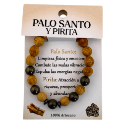 Armband aus Palo Santo und Pyrit – Schutz, Wohlstand, Fülle, Stärke...
