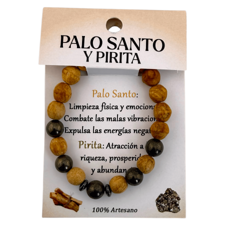 Bransoletka z Palo Santo i Pirytu - Ochrona, Dobrobyt, Obfitość, Siła...