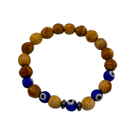 Pulsera Palo Santo y Ojo Turco 8mm - Limpieza, Protección contra el mal de ojo y energías negativas