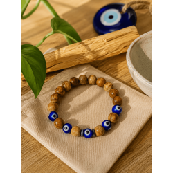 Braccialetto turco con Palo Santo e occhio - Purificazione, protezione contro il malocchio e le energie negative