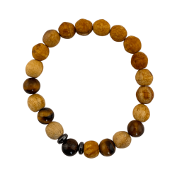 Polsera Pal Sant i Ull de Tigre 8mm - Neteja, Protecció, Contra el Mal d'Ull, Confiança, Seguretat...