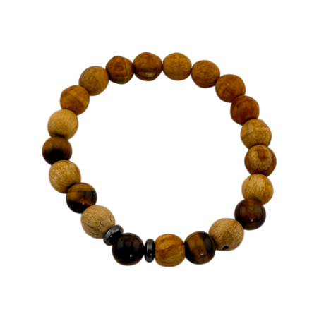 Palo Santo and Tiger's Eye Bracelet 8mm - Cleansing, Protection, Against the Evil Eye, Confidence, Security...
